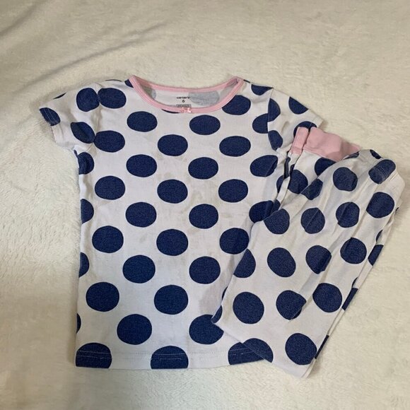 Carter's Other - 5/$25 Carter's white blue polka dot cotton short sleeve pants pajamas jammies pj